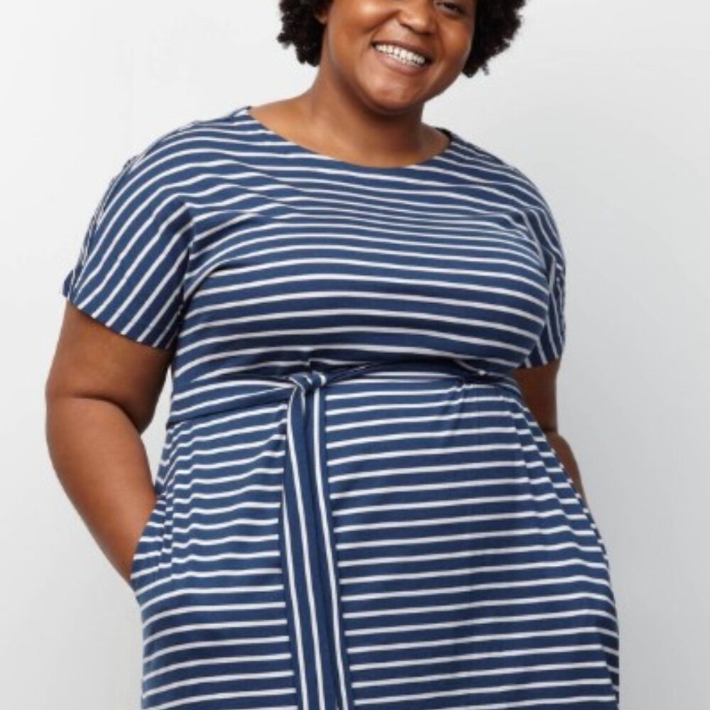 Wool& Cora Shift Dress NWOT Blue Breton Stripe